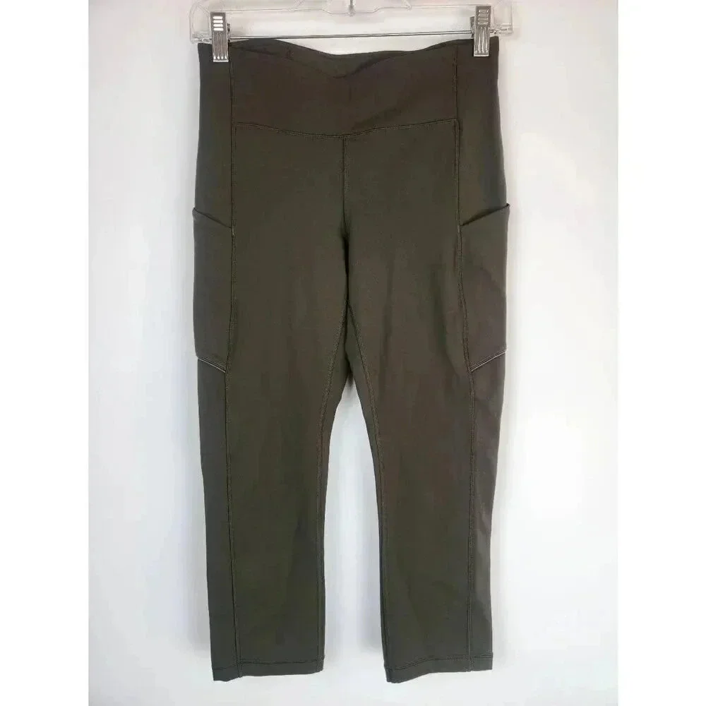 Lululemon Speed Up Crop- Leggings Dark Green Size 6